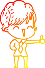 warm gradient line drawing cartoon laughing woman