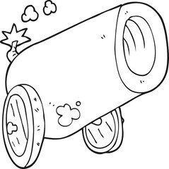 black and white cartoon big cannon