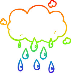 rainbow gradient line drawing cartoon cloud raining