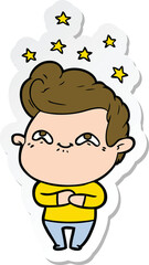 sticker of a cartoon excited man