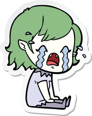 sticker of a cartoon crying vampire girl
