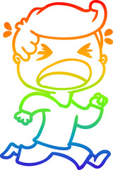 rainbow gradient line drawing cartoon shouting man