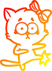 warm gradient line drawing cartoon cat