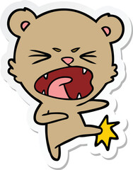sticker of a angry cartoon bear
