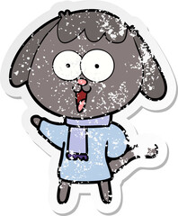 distressed sticker of a cute cartoon dog