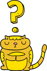 cartoon cat with question mark