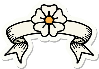 tattoo sticker with banner of a flower
