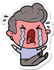 sticker of a cartoon crying man