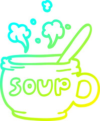 Naklejka premium cold gradient line drawing cartoon of hot soup