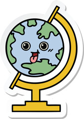 sticker of a cute cartoon globe of the world