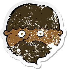 retro distressed sticker of a cartoon bearded man
