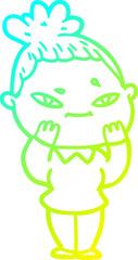 cold gradient line drawing cartoon woman