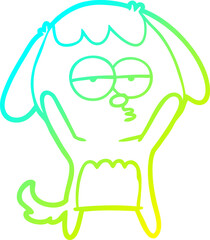 cold gradient line drawing cartoon bored dog