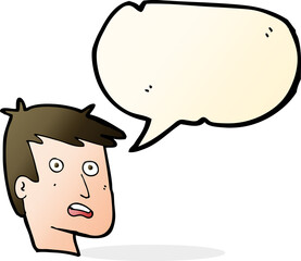 cartoon unhappy face with speech bubble