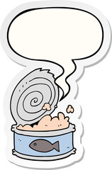 cartoon canned food and speech bubble sticker