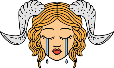 crying tiefling face illustration