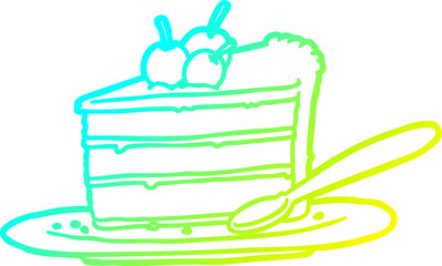 cold gradient line drawing expensive slice of chocolate cake