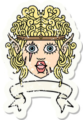elf barbarian character face with banner illustration