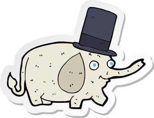 sticker of a cartoon elephant wearing top hat