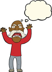 cartoon angry old man with thought bubble