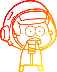 warm gradient line drawing cartoon surprised astronaut