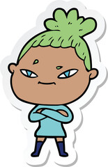sticker of a cartoon woman