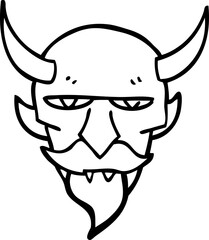 line drawing cartoon devil face