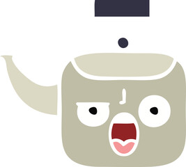 flat color retro cartoon kettle