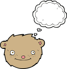 cartoon teddy bear head with thought bubble