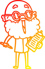 warm gradient line drawing cartoon joyful man with beard