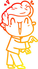 warm gradient line drawing cartoon excited man