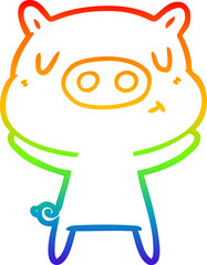 rainbow gradient line drawing cartoon content pig
