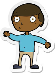 sticker of a cartoon waving man