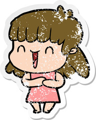 distressed sticker of a cartoon woman