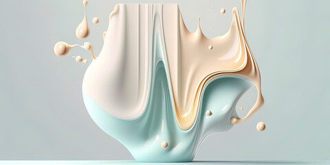 Creamy liquid splash with pastel colors. AI-Generated