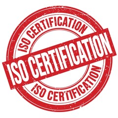 ISO CERTIFICATION text written on red round stamp sign