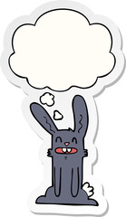 cartoon rabbit and thought bubble as a printed sticker