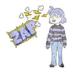 textured cartoon casual alien girl using telepathy