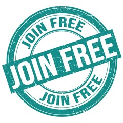 JOIN FREE text written on blue round stamp sign