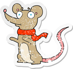 retro distressed sticker of a cartoon mouse
