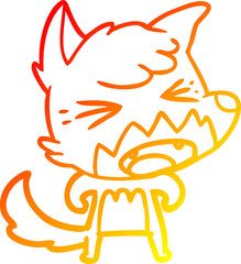 warm gradient line drawing angry cartoon fox
