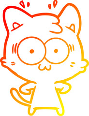 warm gradient line drawing cartoon surprised cat