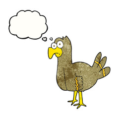 thought bubble textured cartoon bird