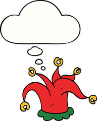 cartoon jester hat and thought bubble