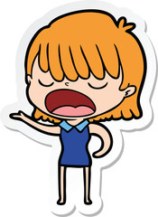 sticker of a cartoon woman talking loudly