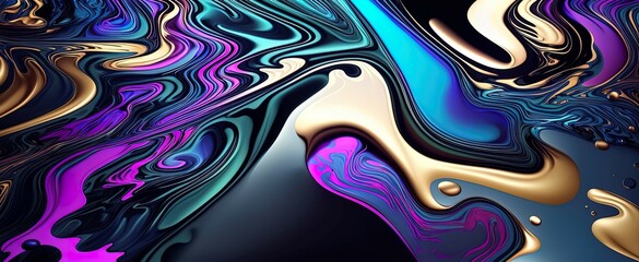 Naklejka premium Holographic wavy background, Generative AI
