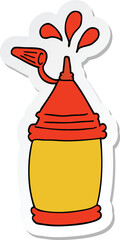 sticker of a cartoon ketchup bottle