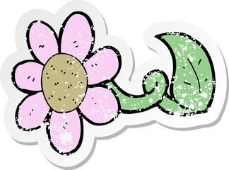 retro distressed sticker of a cartoon flower