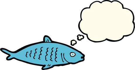 cartoon fish with thought bubble