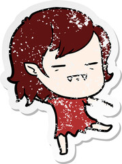 distressed sticker of a cartoon undead vampire girl